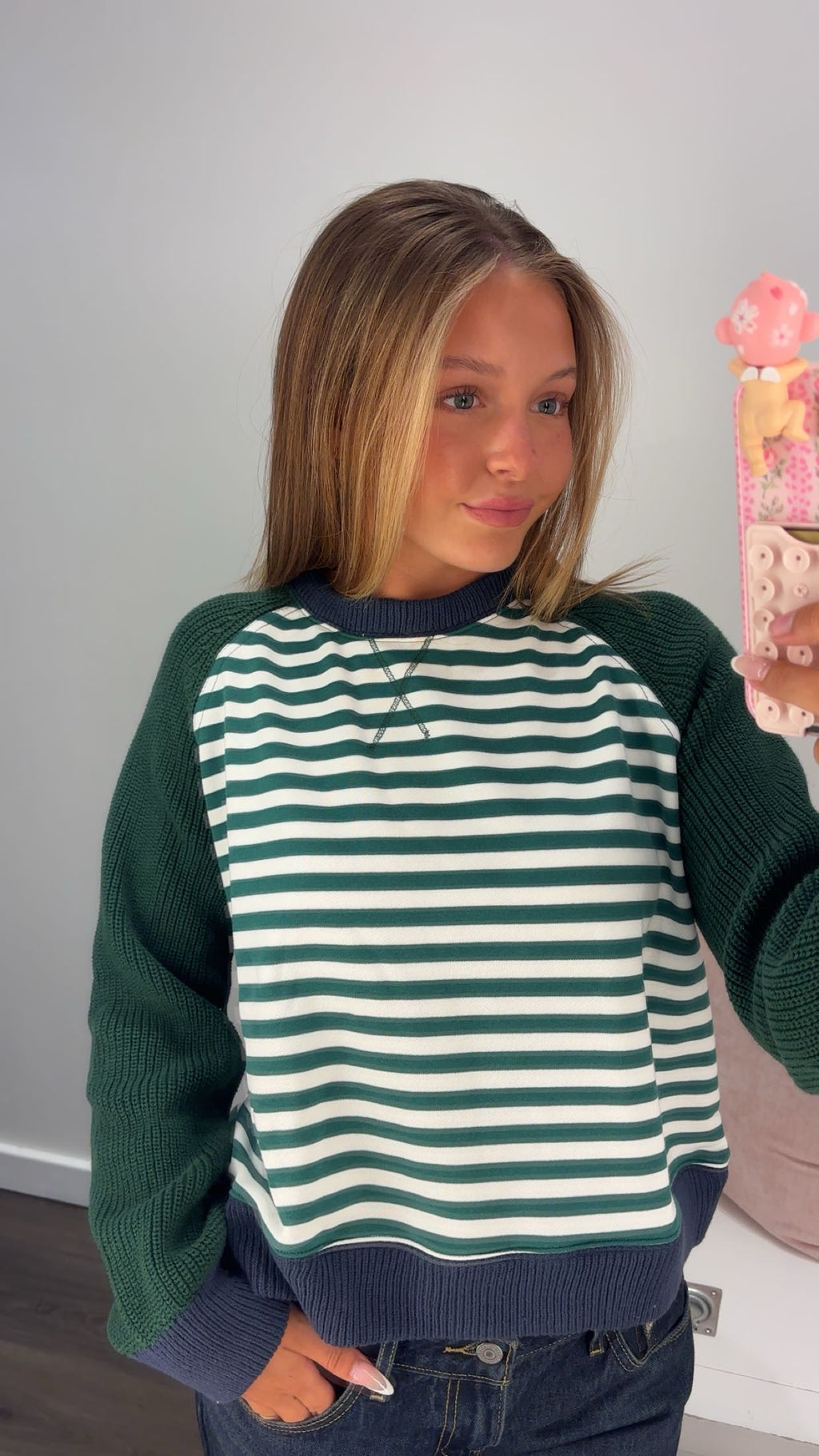 For The Plot Stripe Sweater in Green