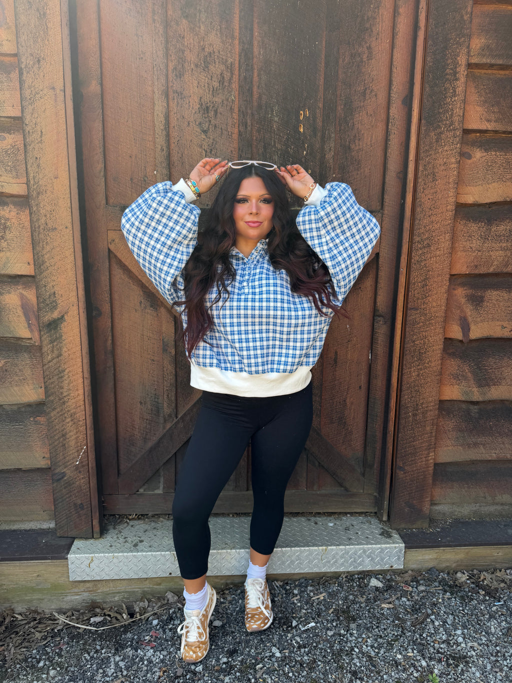 Dairy Plaid Navy Pullover