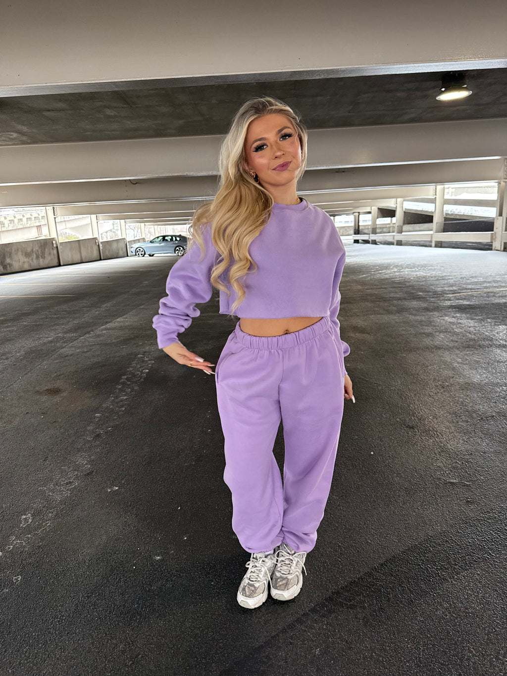 So Fetch Cropped Crew in Bright Lav