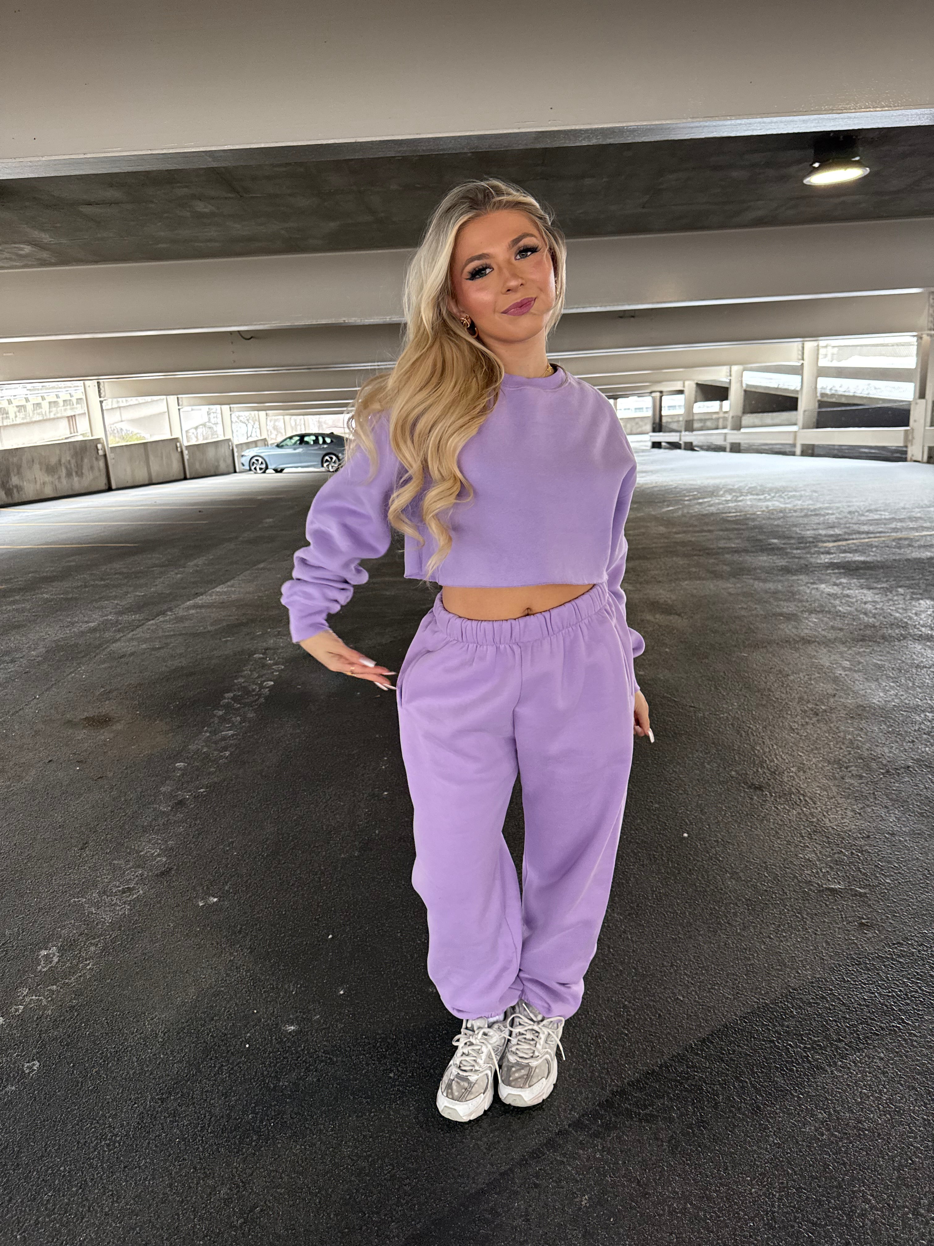 So Fetch Cropped Crew in Bright Lav