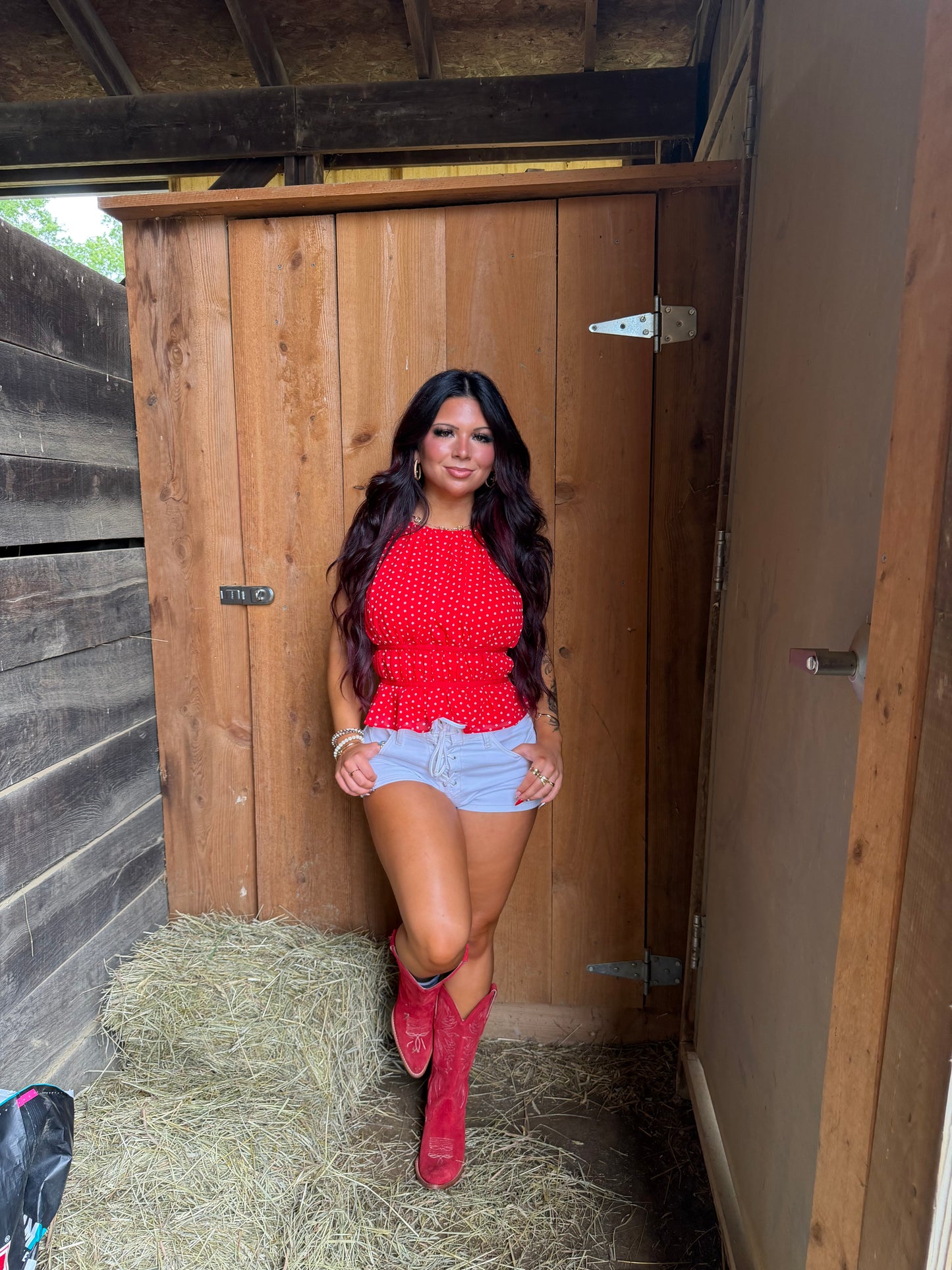 Skye Red Polka Top