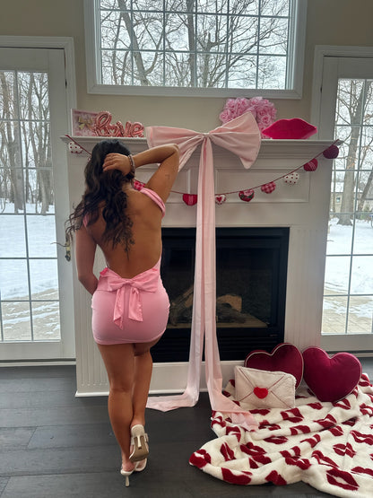 Kiss Me Pink Bodycon Bow Dress