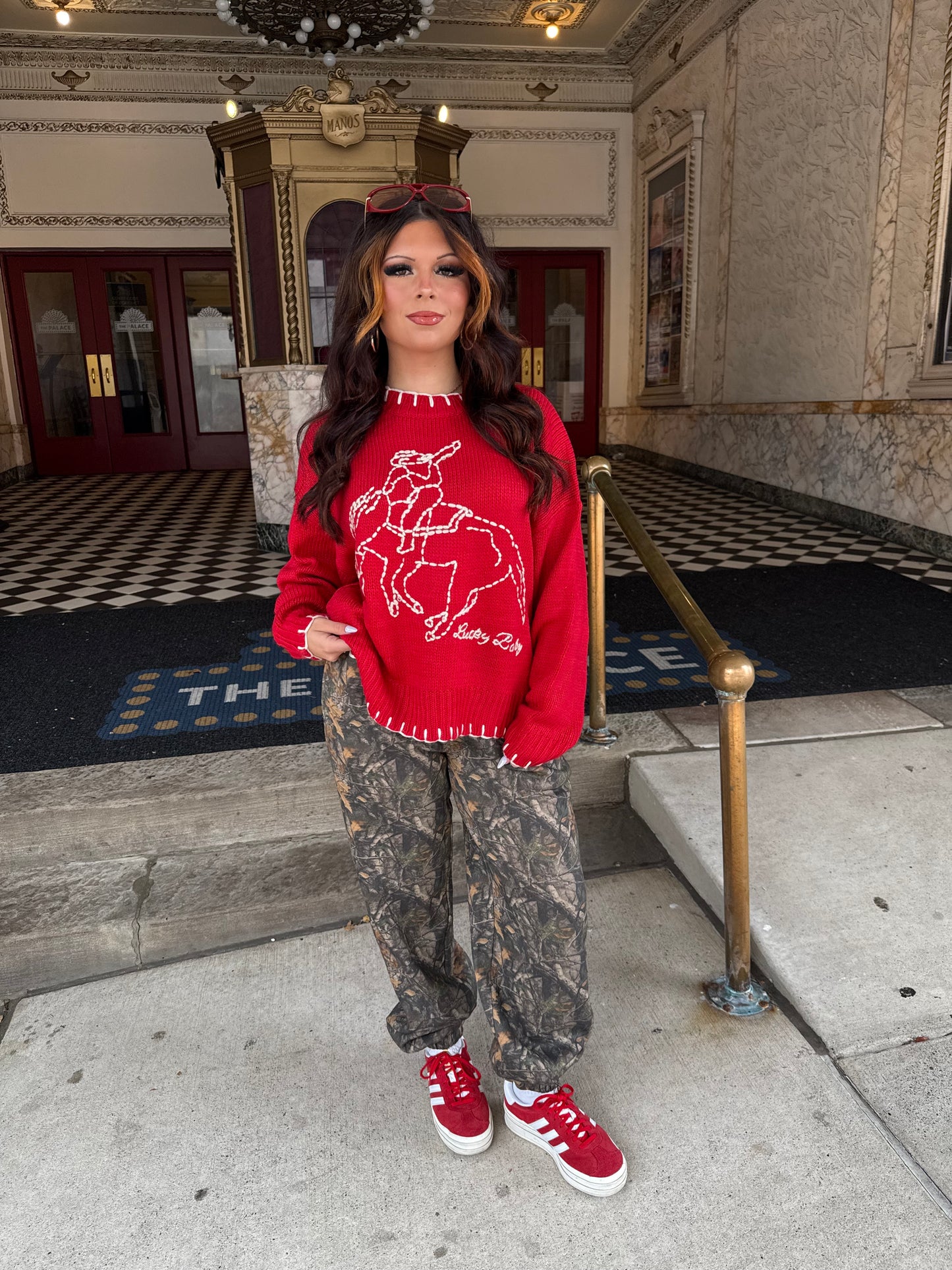 Red Rodeos Trim Sweater