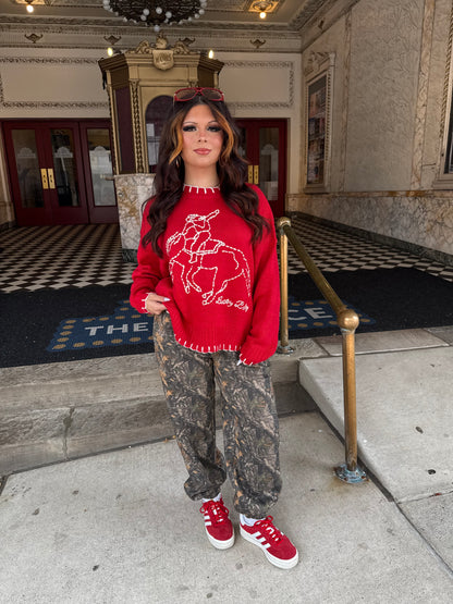 Red Rodeos Trim Sweater