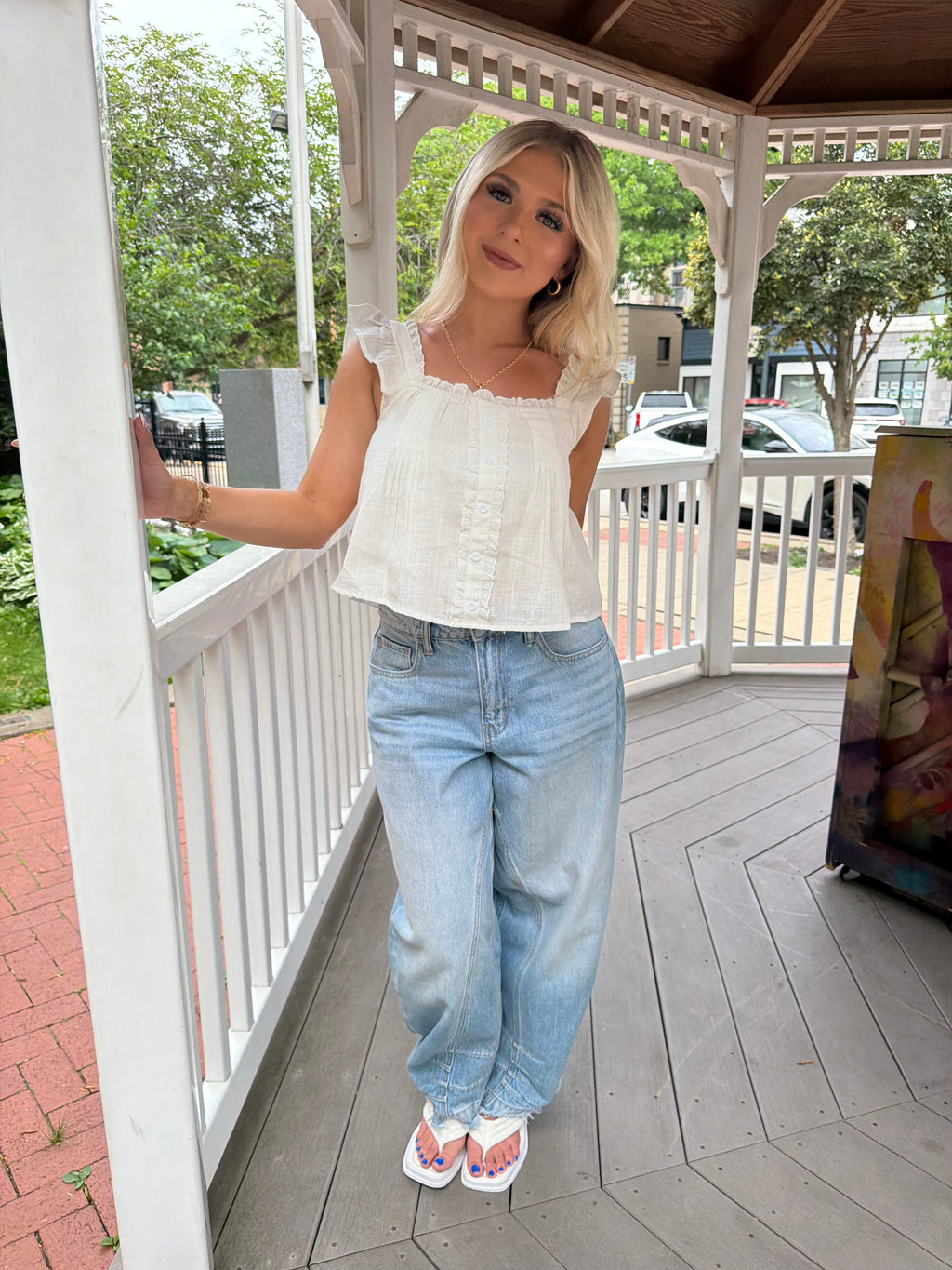 Malaysia Ruffle Tank in White