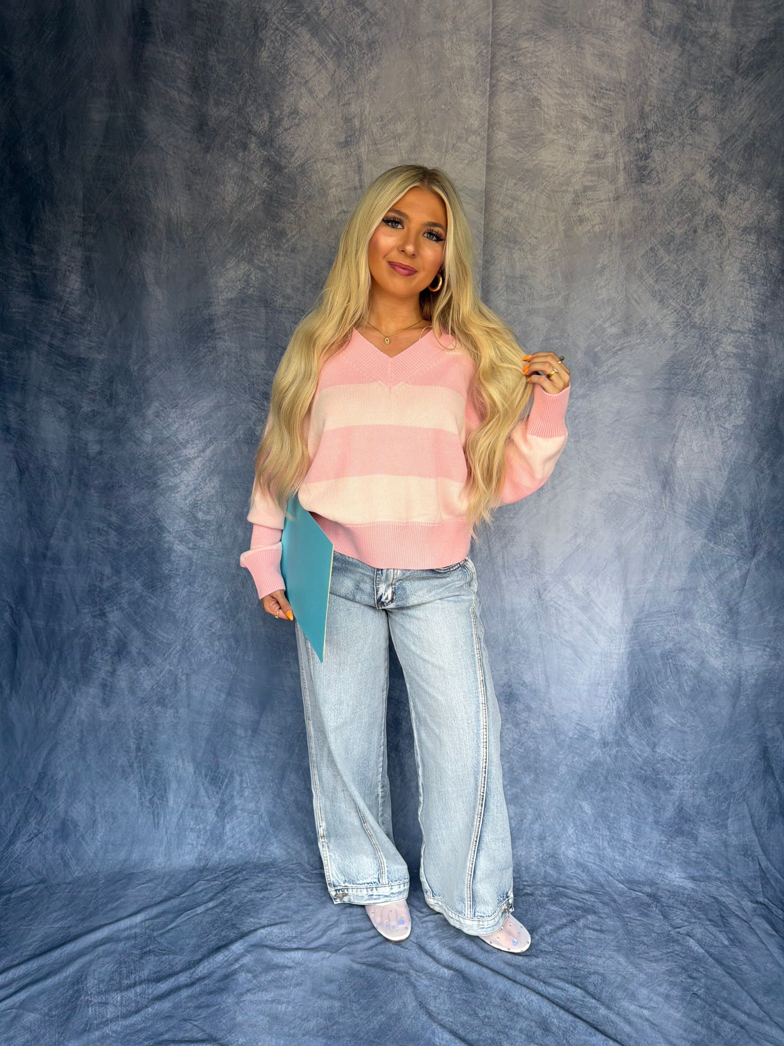 Lady Love Pink Stripe Sweater