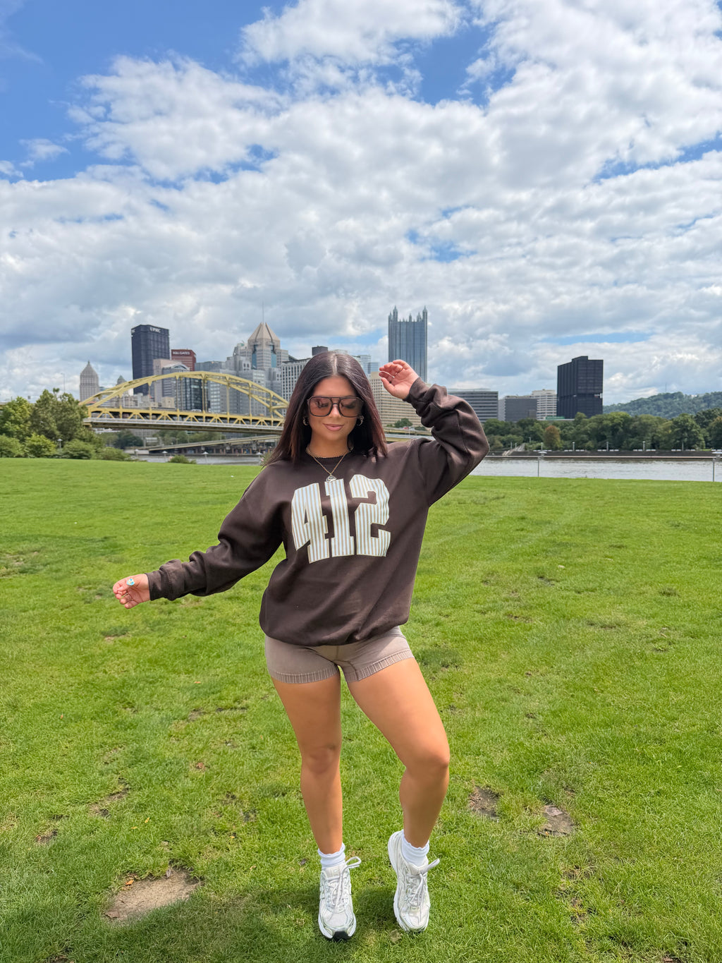 412 Brown Stripe Crewneck