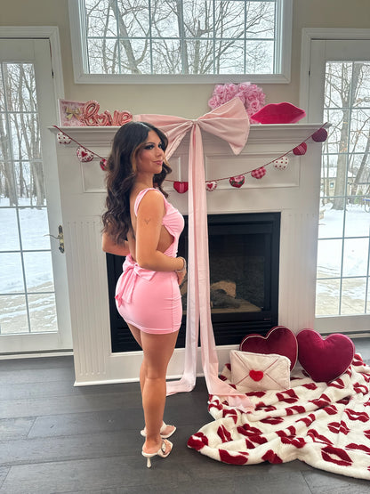 Kiss Me Pink Bodycon Bow Dress