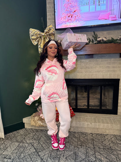 Quilted Santa Hat Pink Hoodie