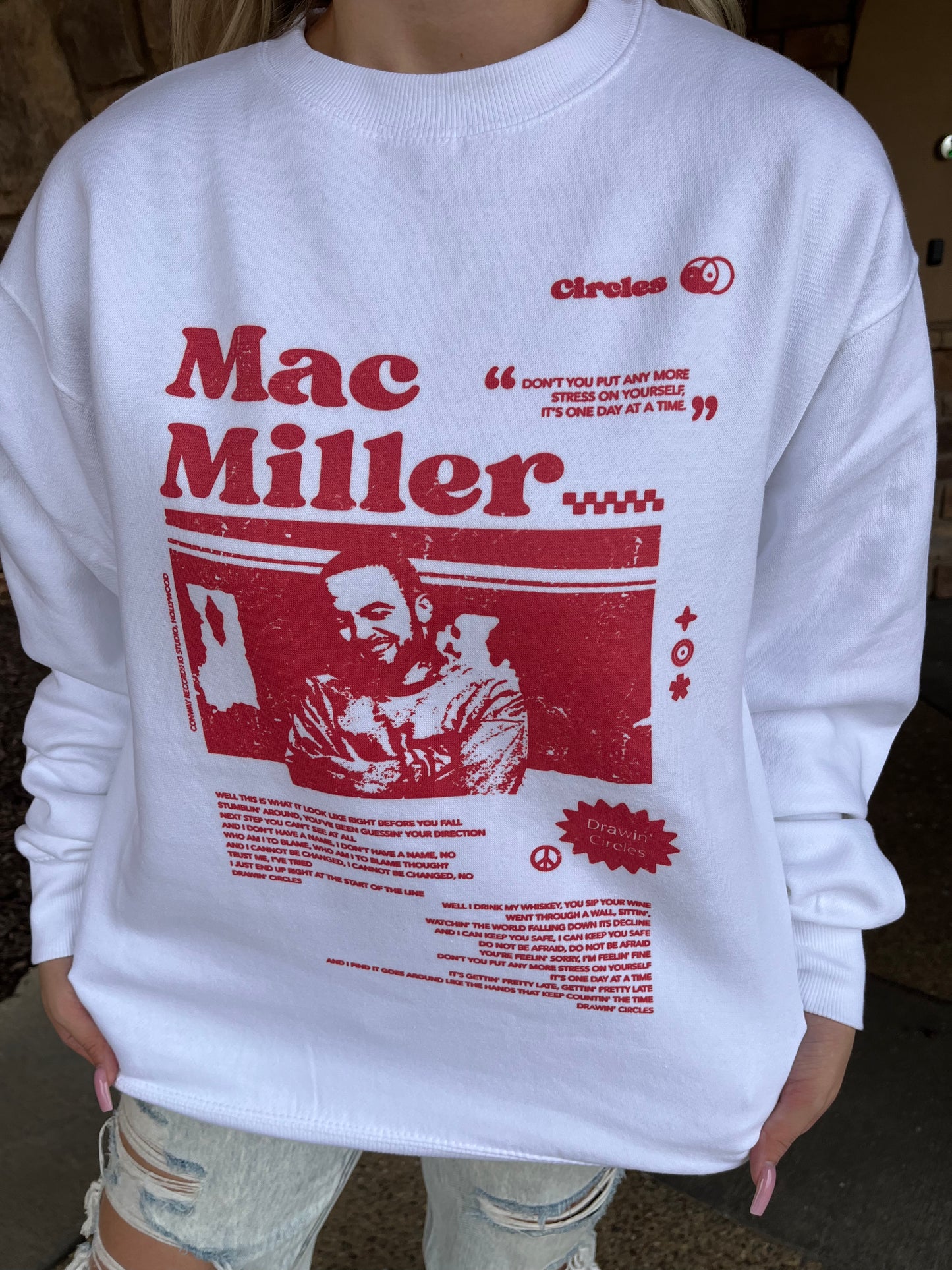 Circles Mac Miller Sweatshirt in White