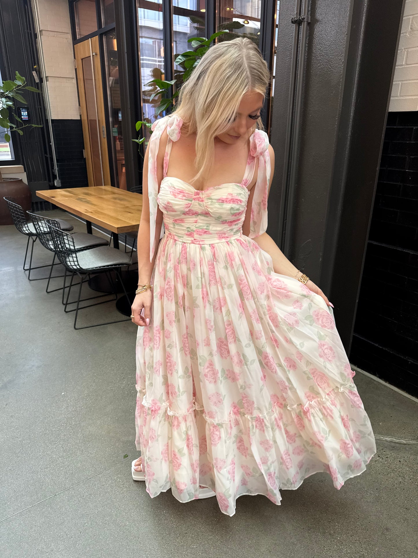 Belles Bunny Maxi Dress in Pink Combo