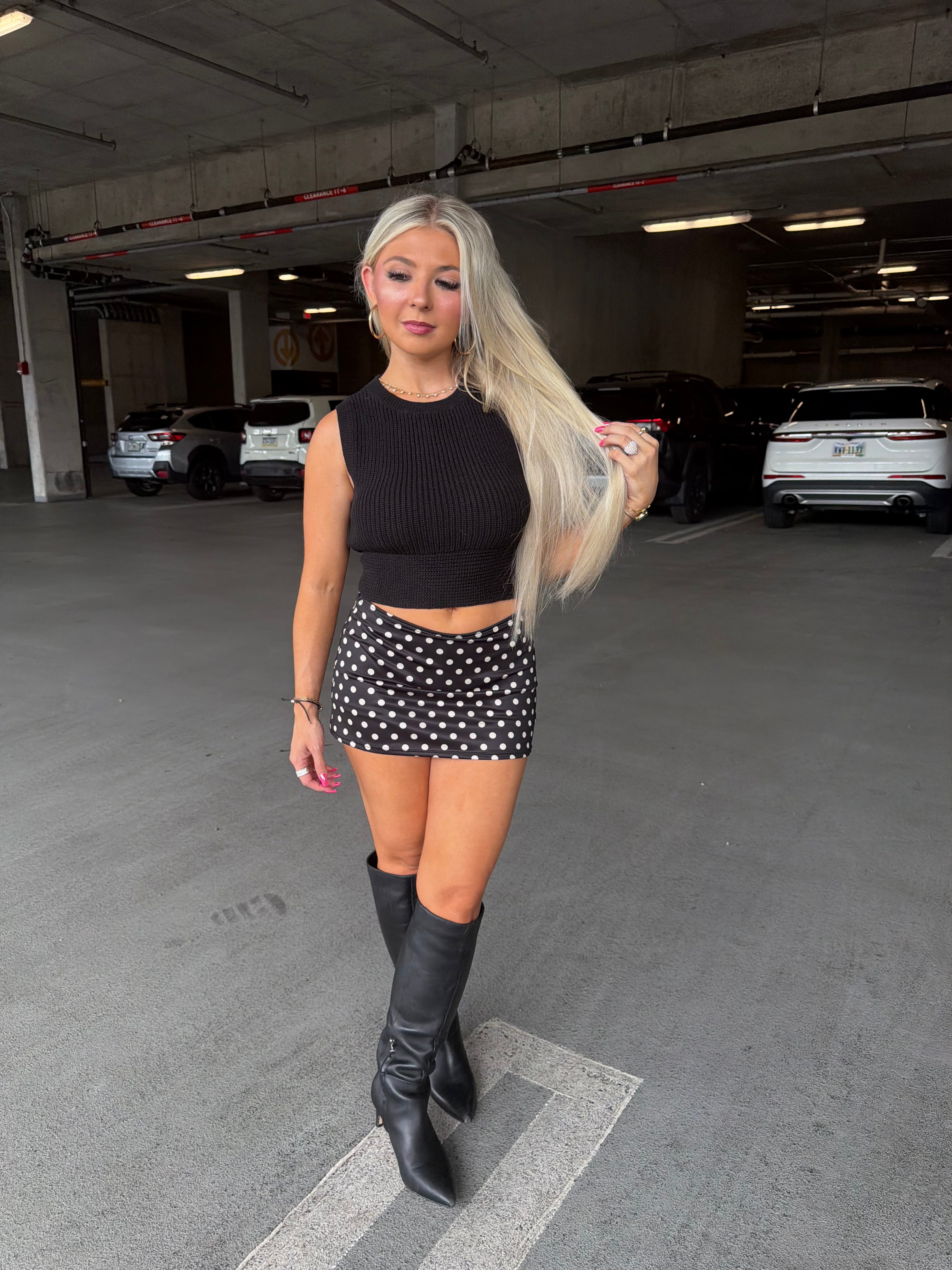Polka Girl Skirt in Black