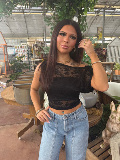 Colman Lace Top in Black