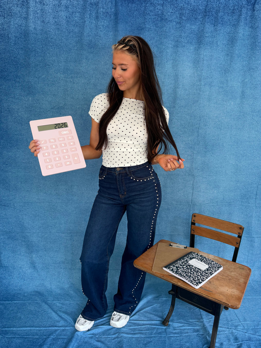Janet Polka Tee in White
