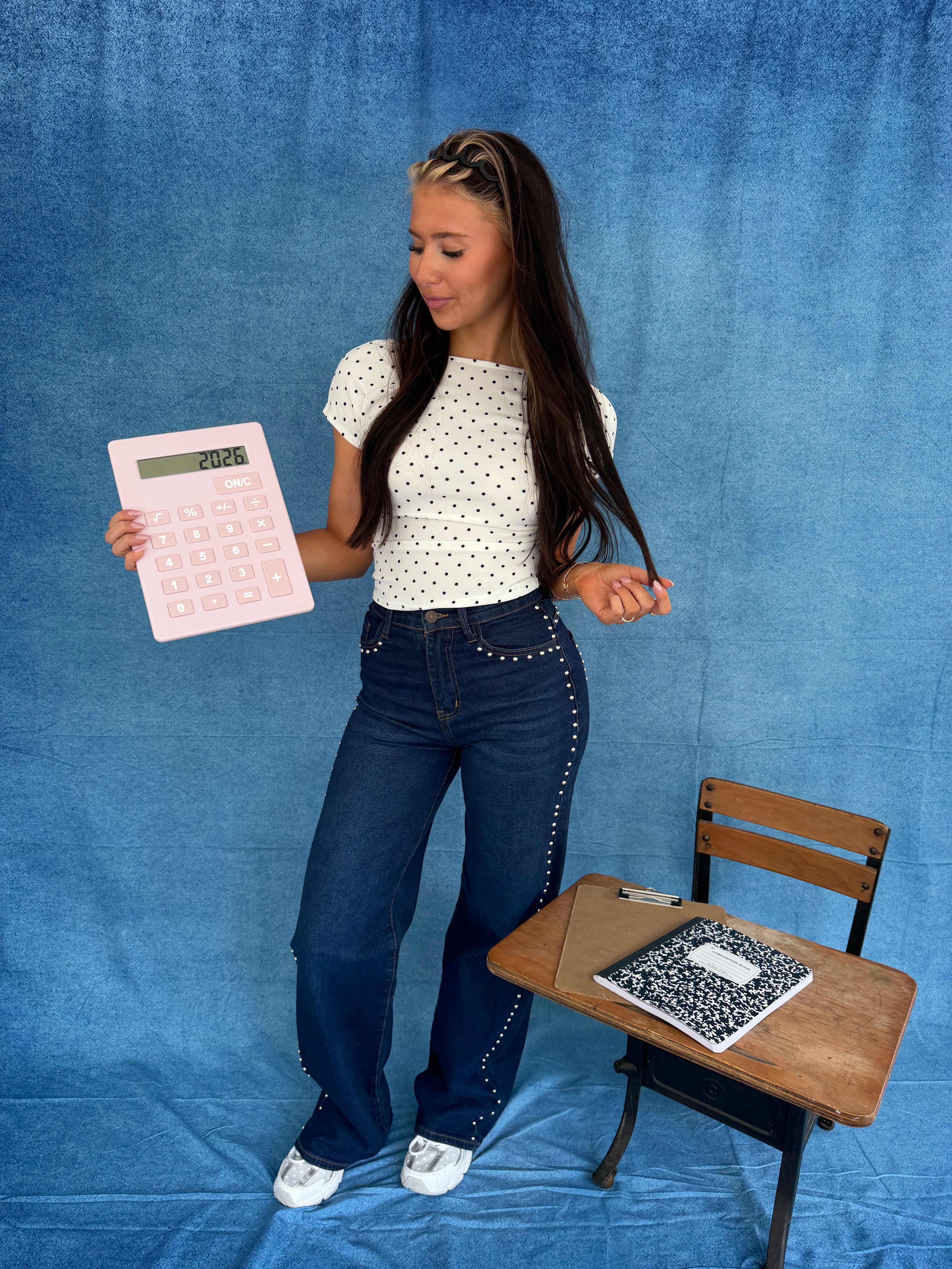 Janet Polka Tee in White