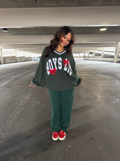 Boys Lie Green Bow V-Neck