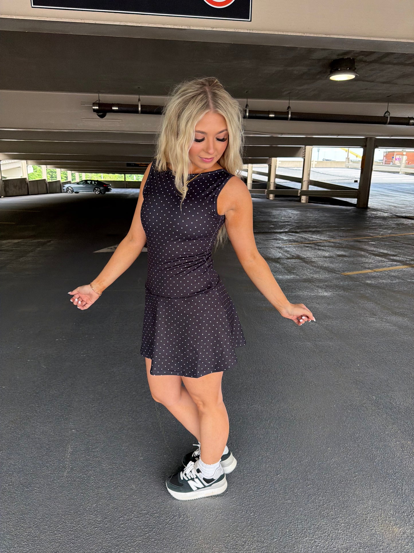Bonjour Polka Dot Dress in BLACK
