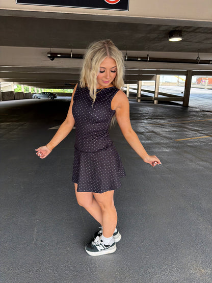 Bonjour Polka Dot Dress in BLACK