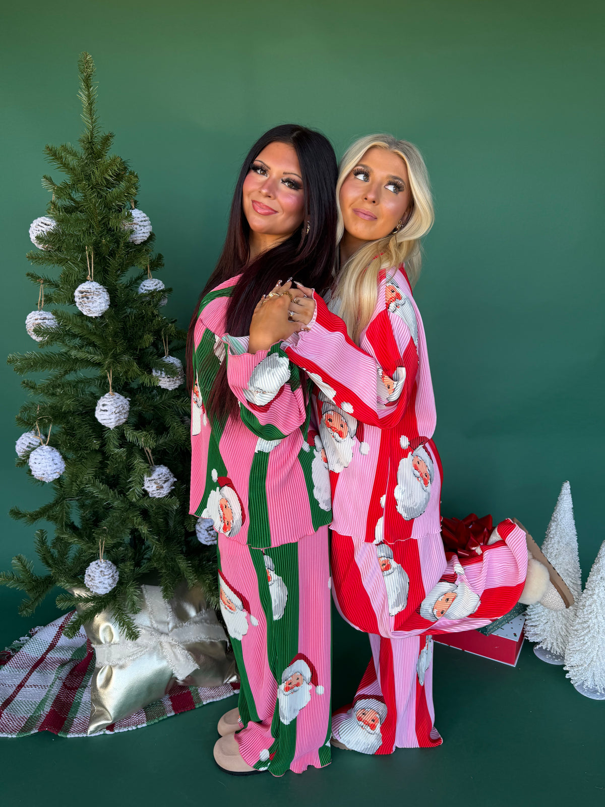 Christmas Pink/Red Santa Jammies (SOLD TOGETHER) FINAL SALE