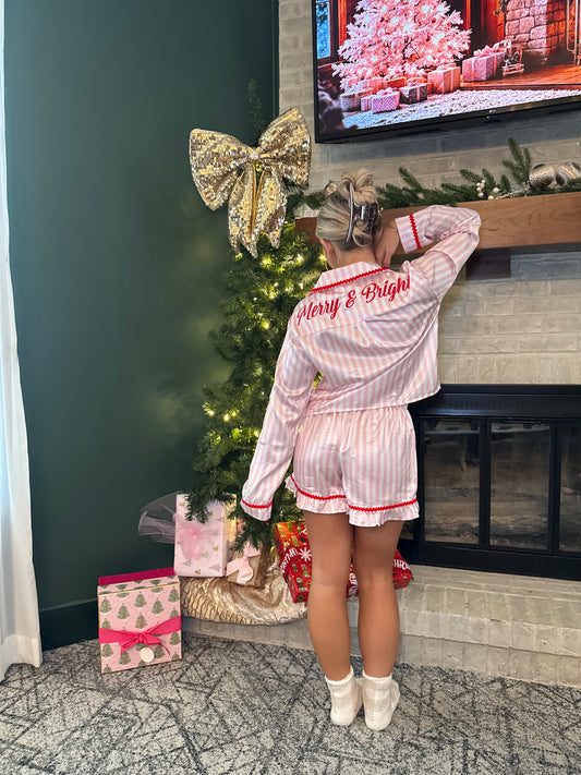 Merry & Bright Pink/Red Jammies (SOLD TOGETHER)