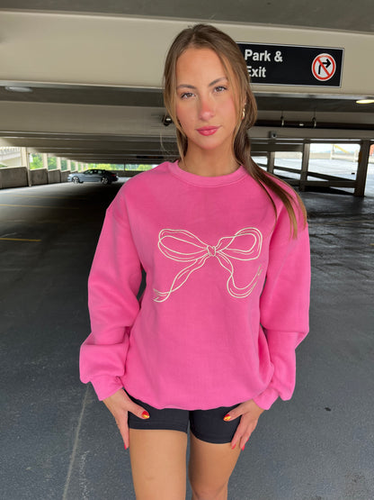 Embroidered Ribbon Sweatshirt in Pink