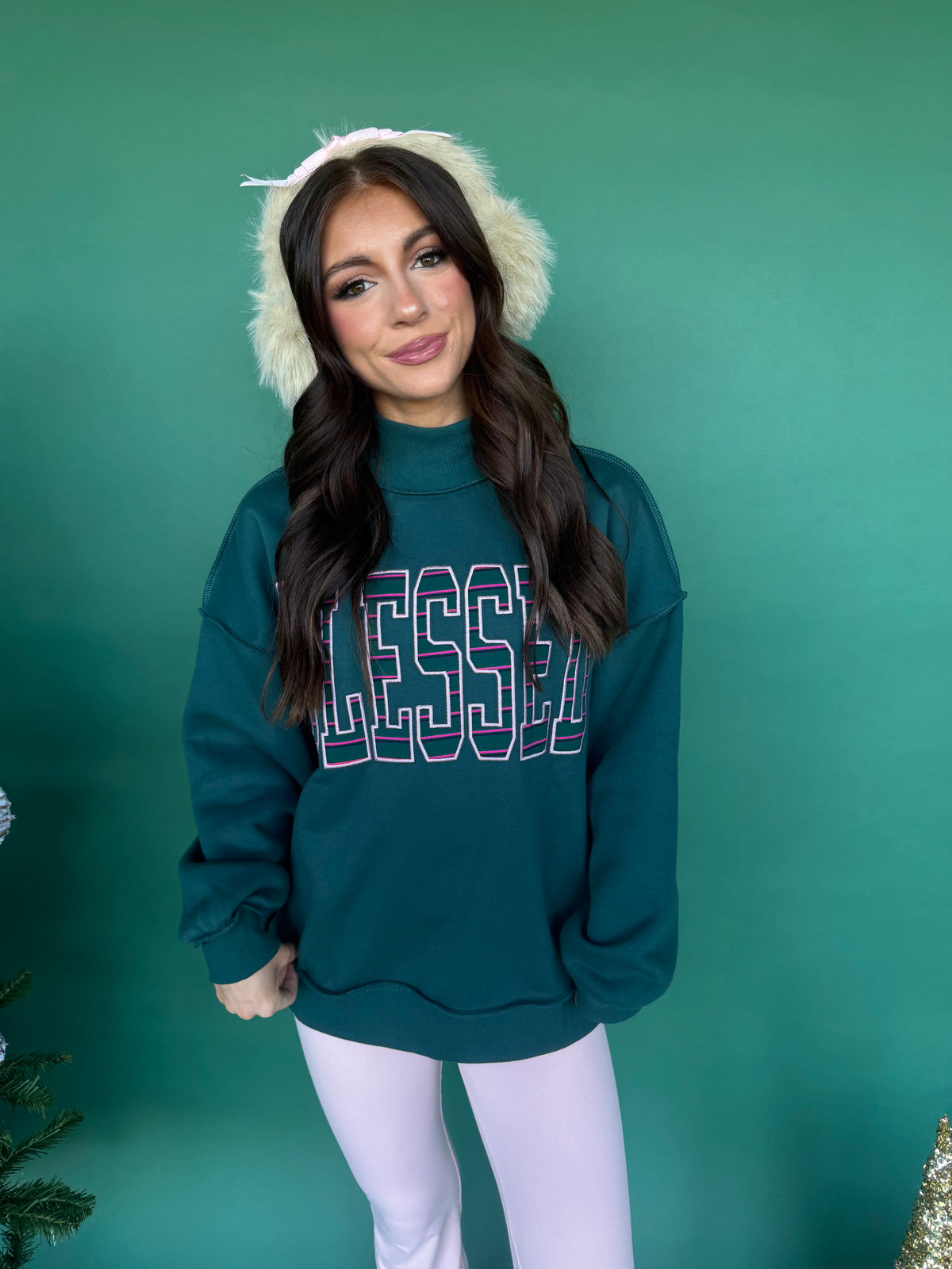Blessed Girl Mockneck in Green
