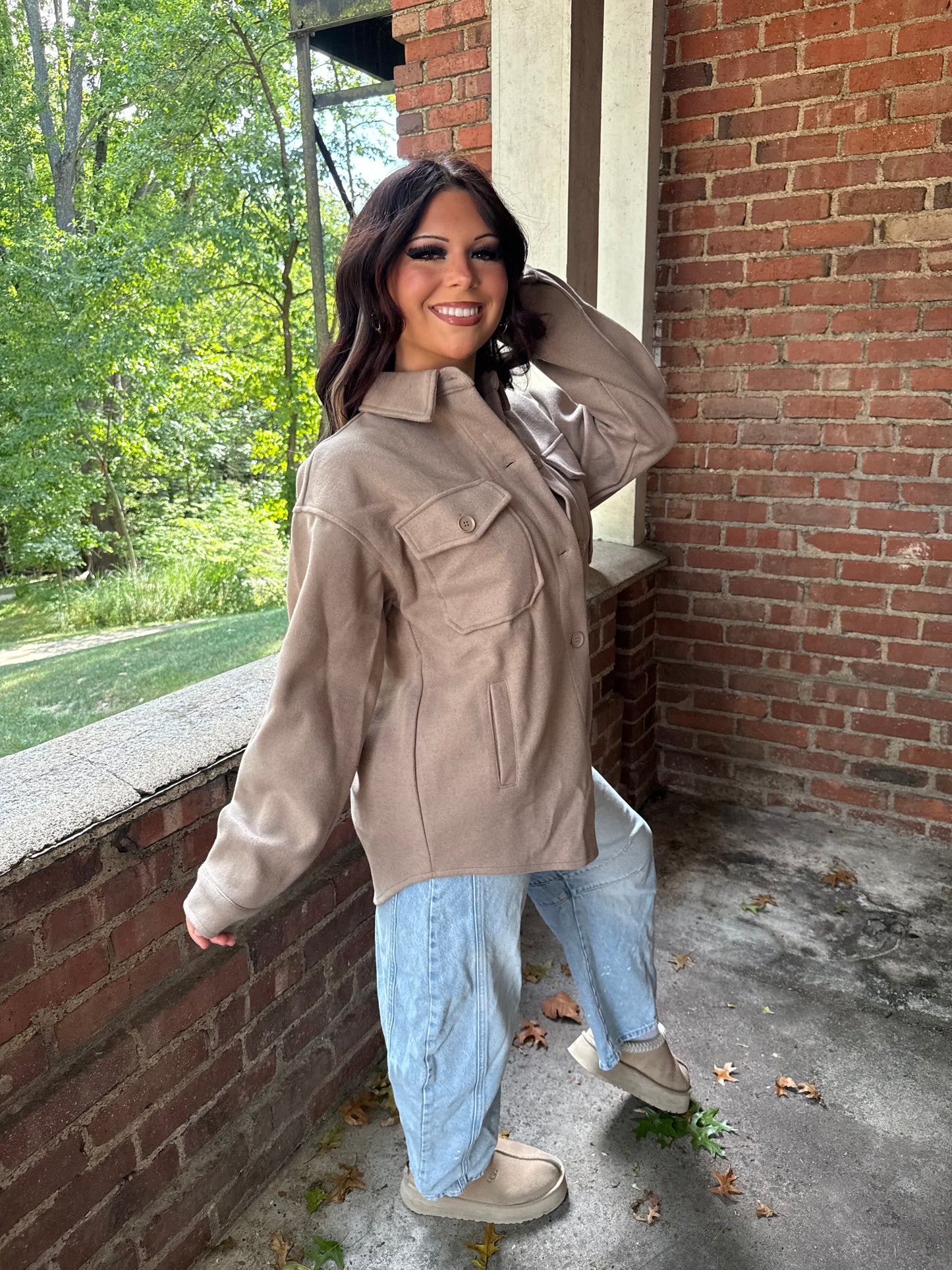 Shopping Addict Shacket in Taupe