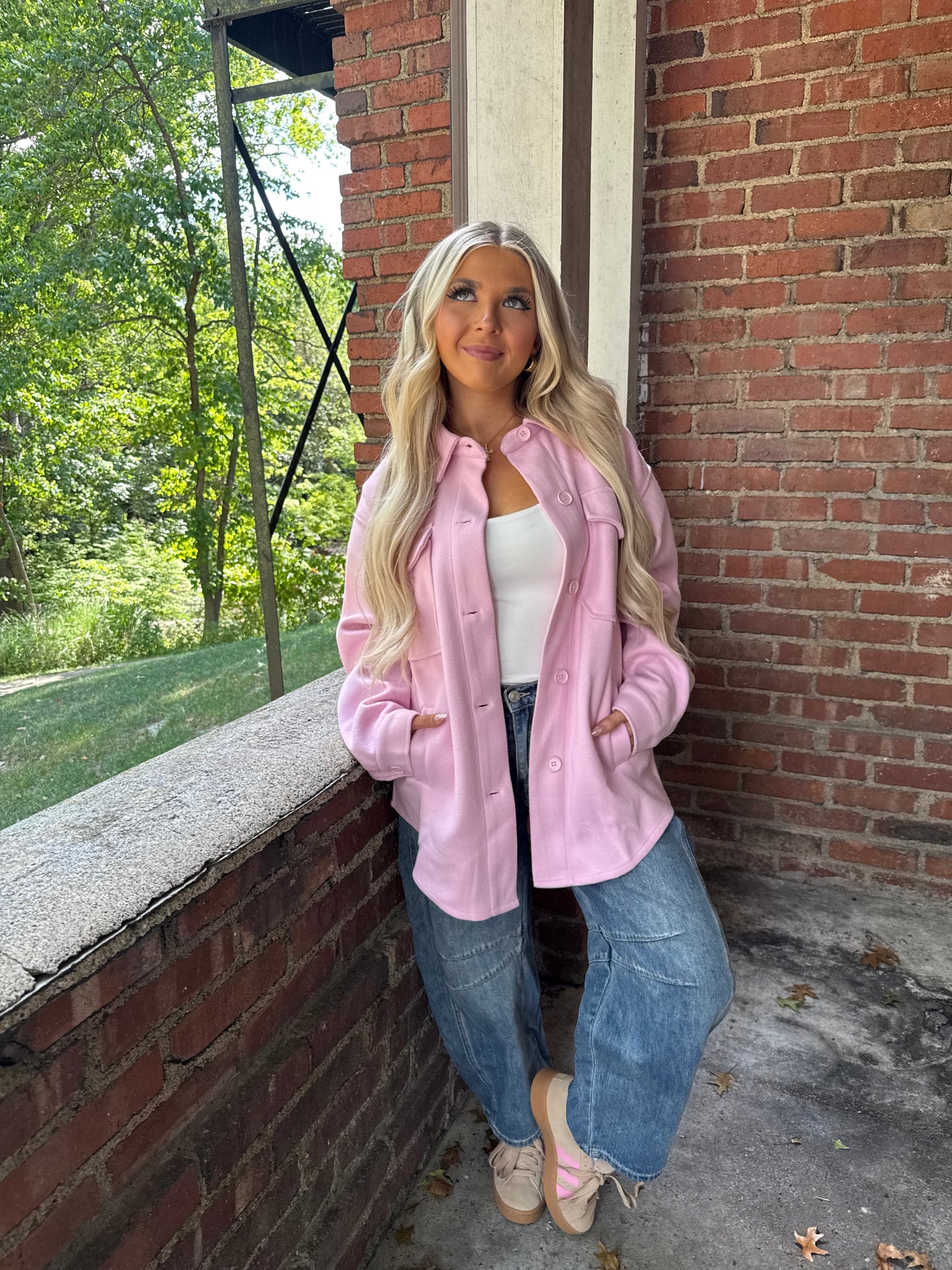 Shopping Addict Shacket in Blush