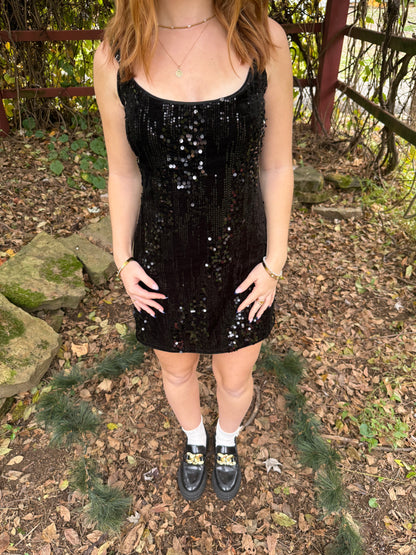 Kissing U Sequin Black Dress