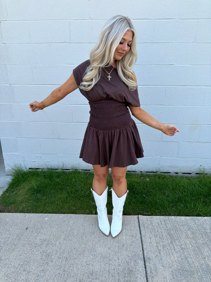 Super Simple Mini Dress in Brown
