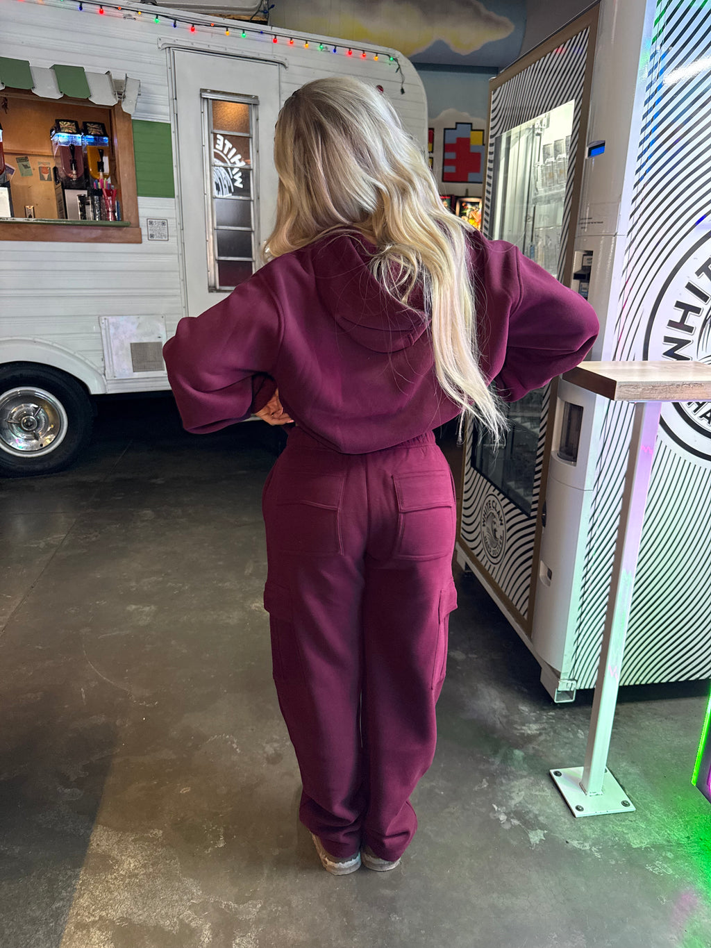 So Fetch Cargo Sweats in Black Cherry