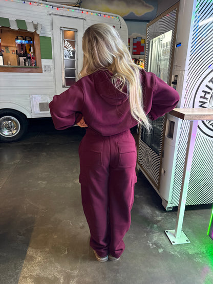 So Fetch Cargo Sweats in Black Cherry