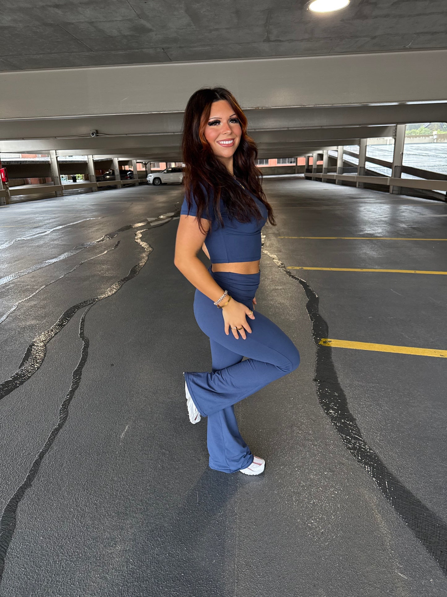 Shopping Addiction Leggings in Navy