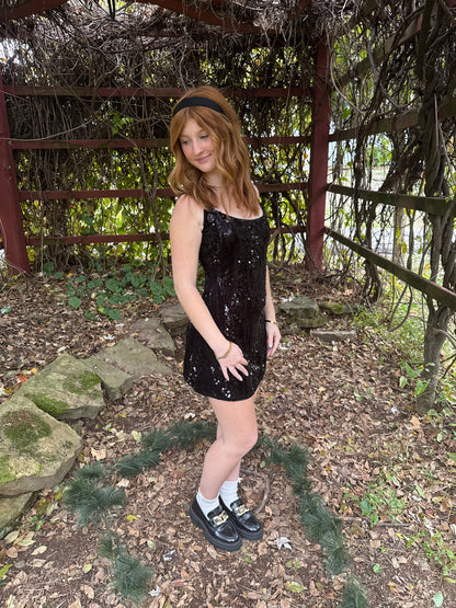 Kissing U Sequin Black Dress
