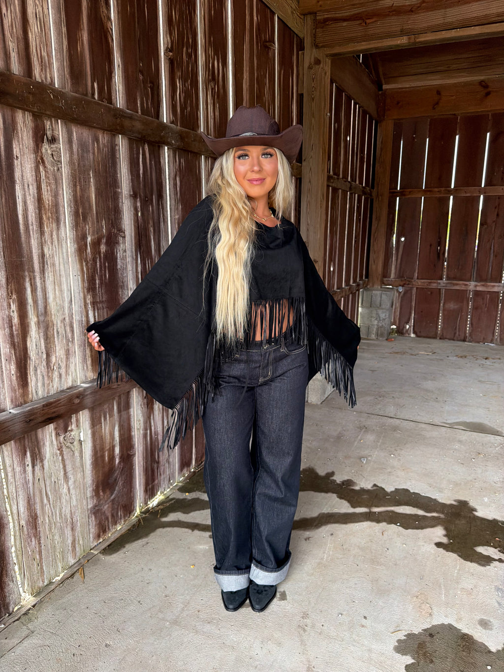 The Stallion Fringe Top in Black