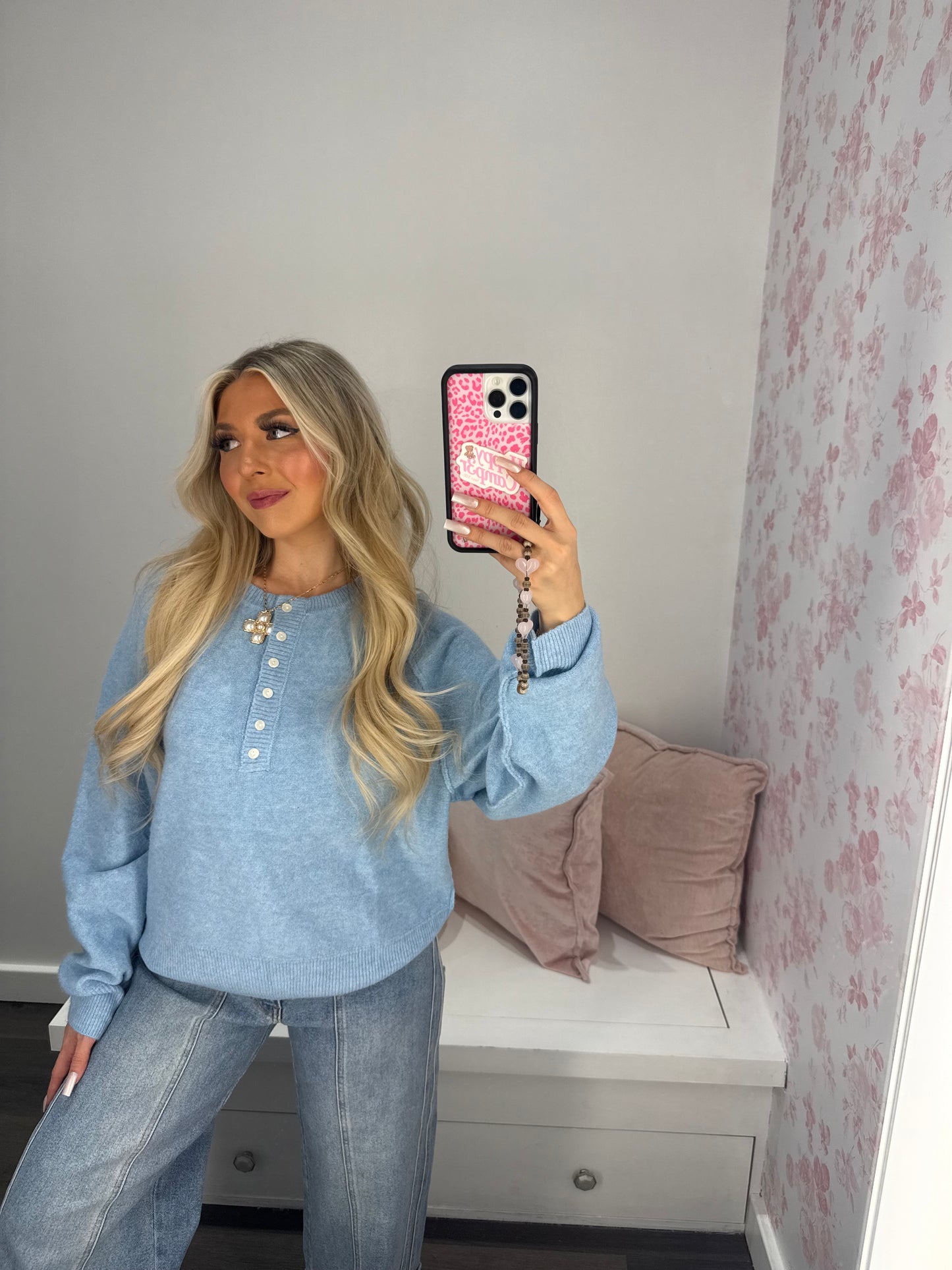 Baby Blue Henley Sweater