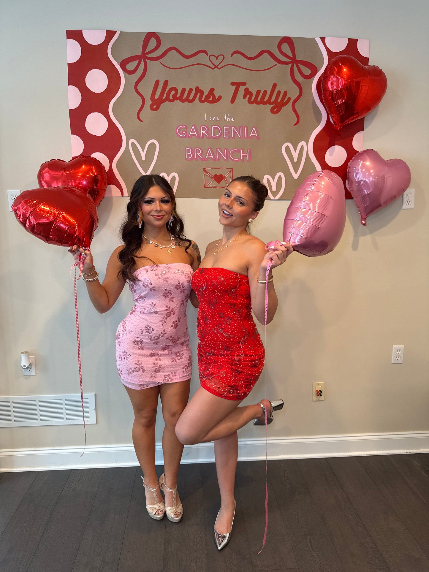 Embellished Cheater Mini Dress in Red