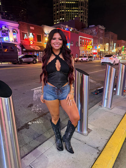 Western Stud Mini Shorts