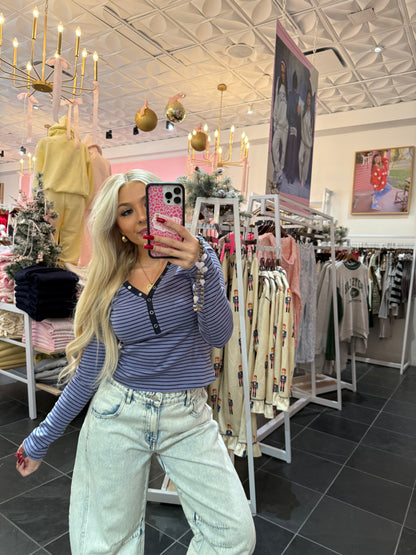 Study Break Striped L/S in Blue