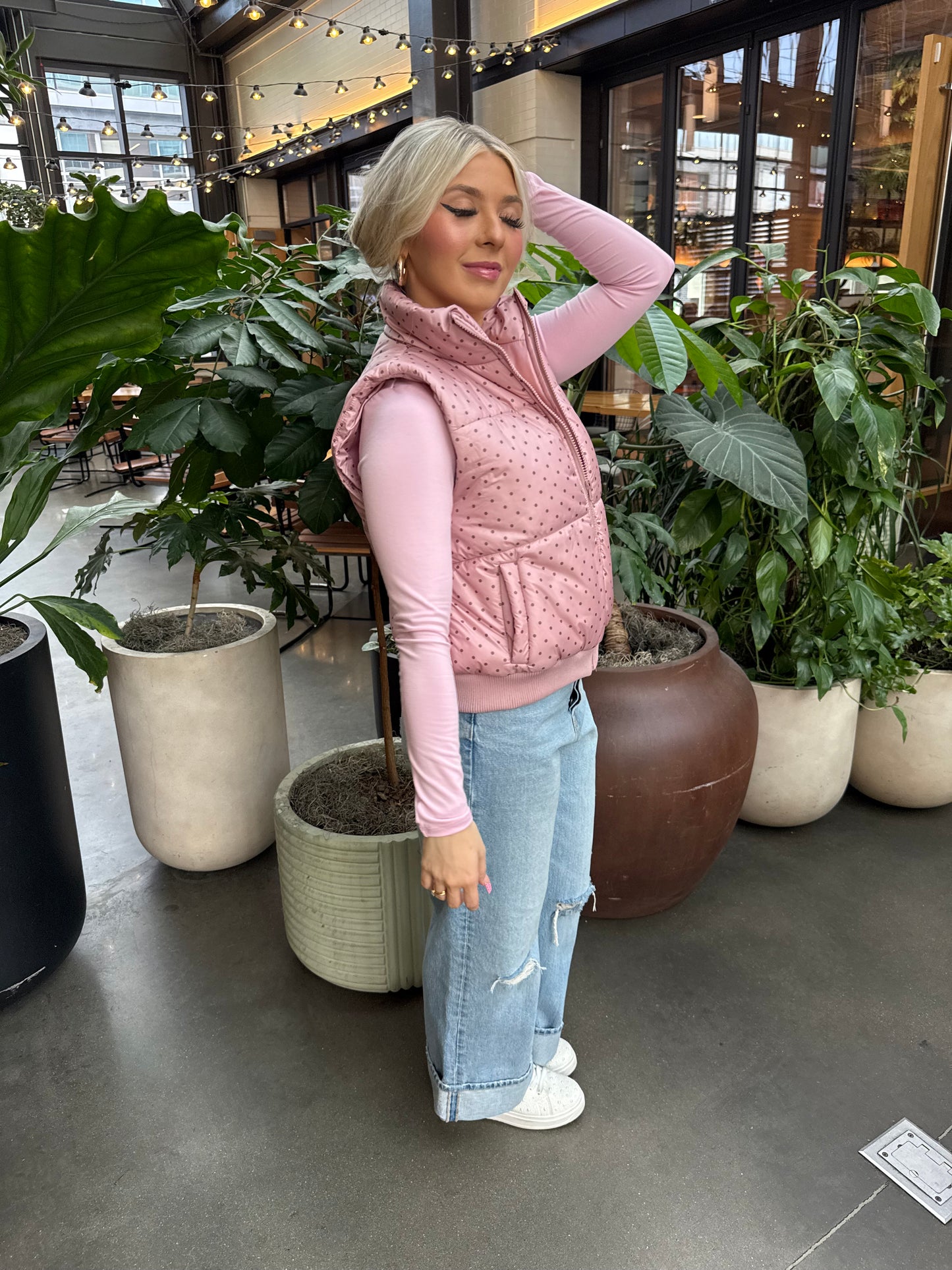 Paige Polka Dot Pink Vest