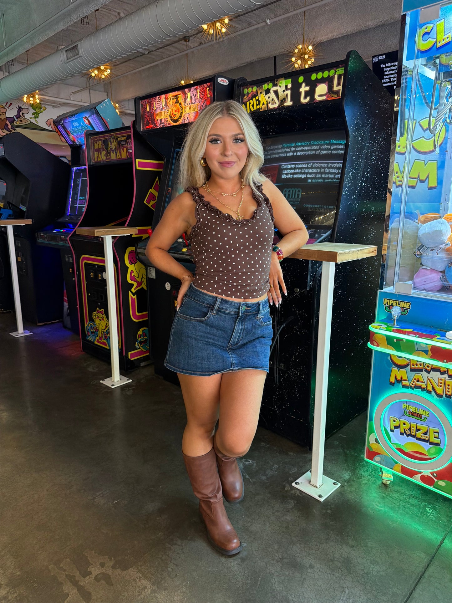 Moxi Ruffle Polka Top