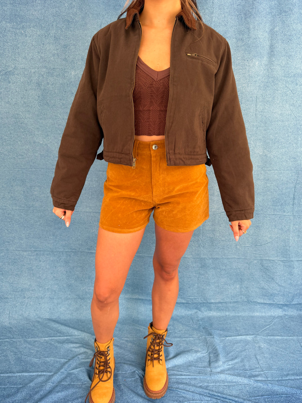 Barn Cropped Jacket in Deep Brown