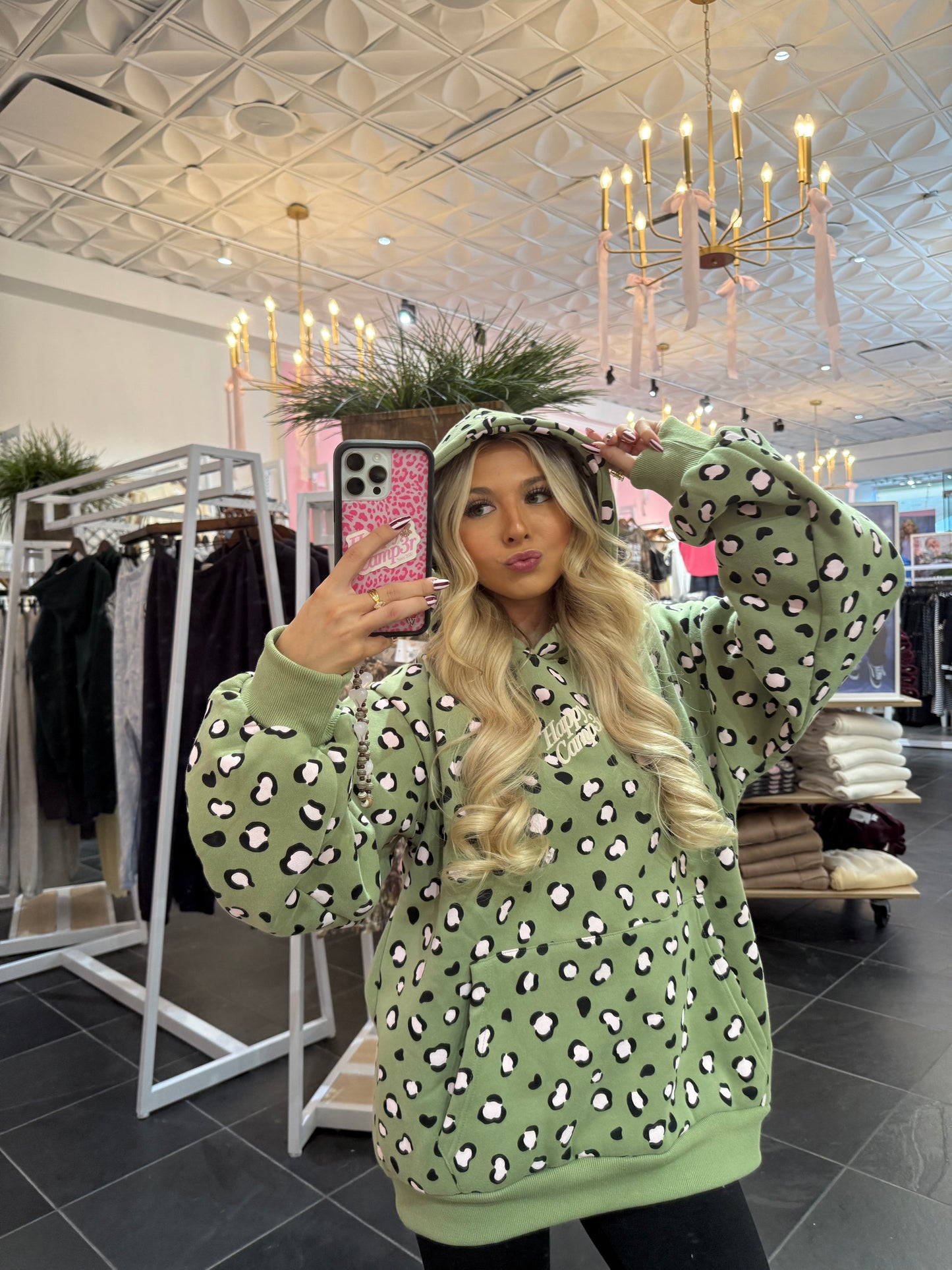 Happy Camp3r Leopard Olive Hoodie