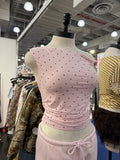 Jamie One Shoulder Tank Blush Polka