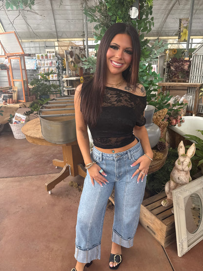 Colman Lace Top in Black