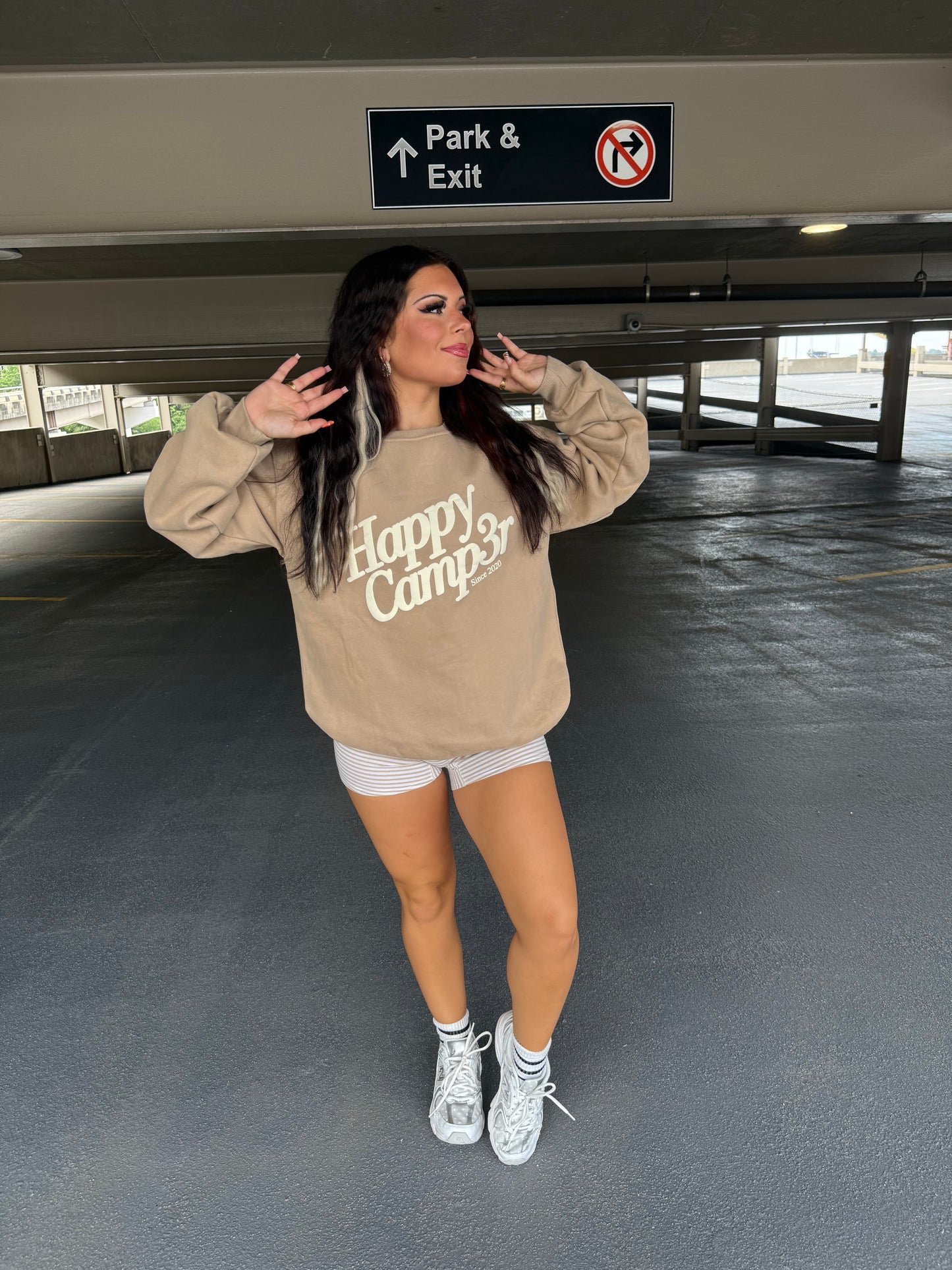 Happy Camp3r Oatmeal Crewneck