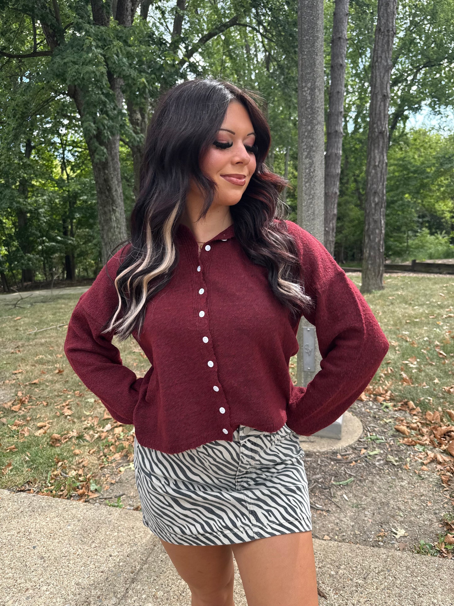 Bout Time Burgundy Cardi