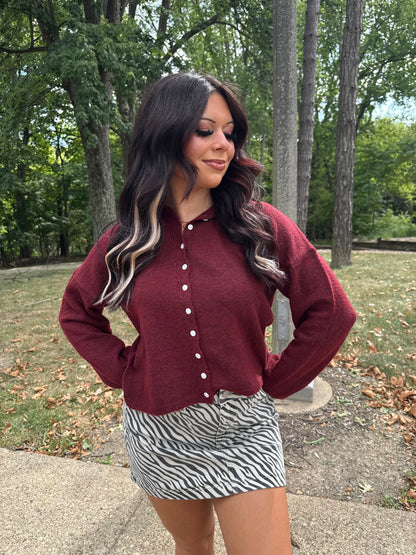 Bout Time Burgundy Cardi