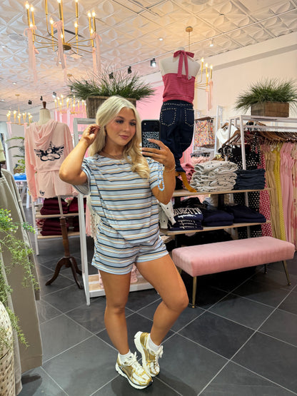 Bigger Issues Striped Set Blue (SHORTS)