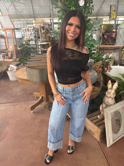 Colman Lace Top in Black